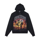 Mixed Emotion Skeleton Dance Rhinestone Zip‑Up Hoodie
