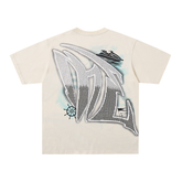 Mixed Emotion Water‑Sport Angel Rhinestone Graphic Oversized Tee