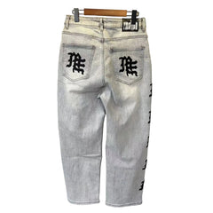 Mixed Emotion Gothic Side Letter Print Baggy Denim Jeans Acid‑Wash Y2K Streetwear Wide‑Leg Pants