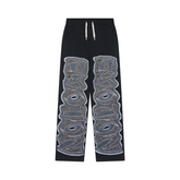 Mixed Emotion NightOath Rhinestone Gothic Letter Print Baggy Sweatpants Unisex Y2K Streetwear Wide‑Leg Trousers