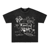 Mixed Emotions Hand‑Drawn Graffiti Cherub Washed Tee