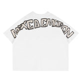 Mixed Emotion Skull Crossbones Tooth Emotion T-Shirt White Cartoon Punk Streetwear