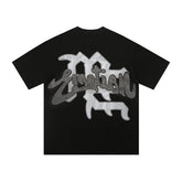 Mixed Emotion Cupid Graphic T-Shirt – Vintage Angel Streetwear Tee | Rhinestone Style Print Oversized Black Tee