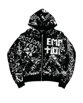 Mixed Emotions Graffiti Zip Up Hoodie Black