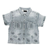 Mixed Emotions Paisley Denim Shirt Blue