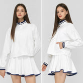 跨境防晒网球服女套装长袖专业美式风网球裙卫衣羽毛球外套Tennis
