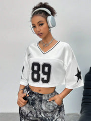 Oversized basketball jersey summer sheer streetwear trendy girl top Y2K women's clothing