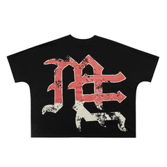 Mixed Emotion Retro Western Skeleton Cowboy Musician Cropped Tee | Faded Grunge Distressed Unisex Streetwear T‑Shirt