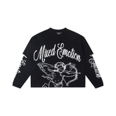 Mixed‑Emotion Studded Cupid Angel Layered‑Look Long‑Sleeve Top