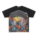 Mixed Emotion Rock Angel Rhinestone Graphic Oversized Tee