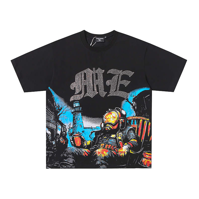 Mixed Emotions Relaxed Diver Graphic Rhinestone Tee
