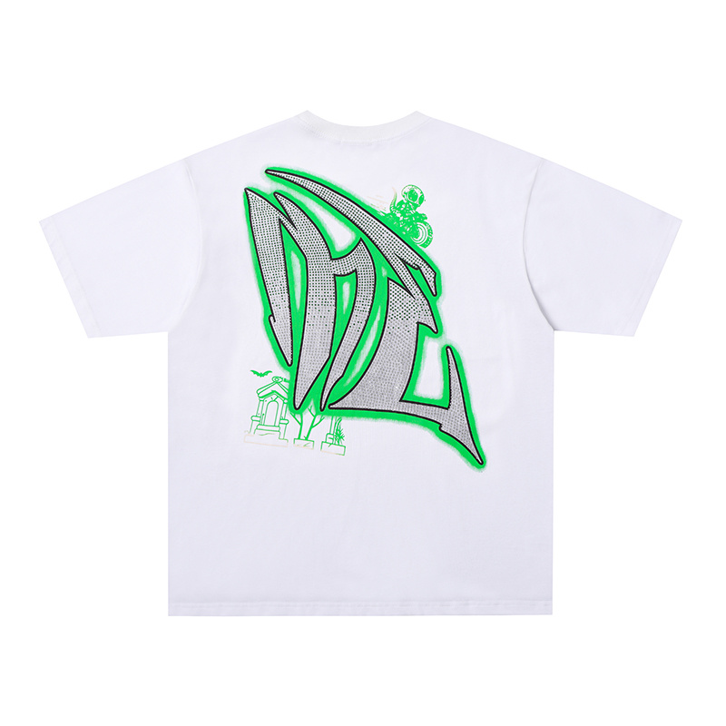 LVIVAN Monster Biker Rhinestone Graphic Oversized Tee