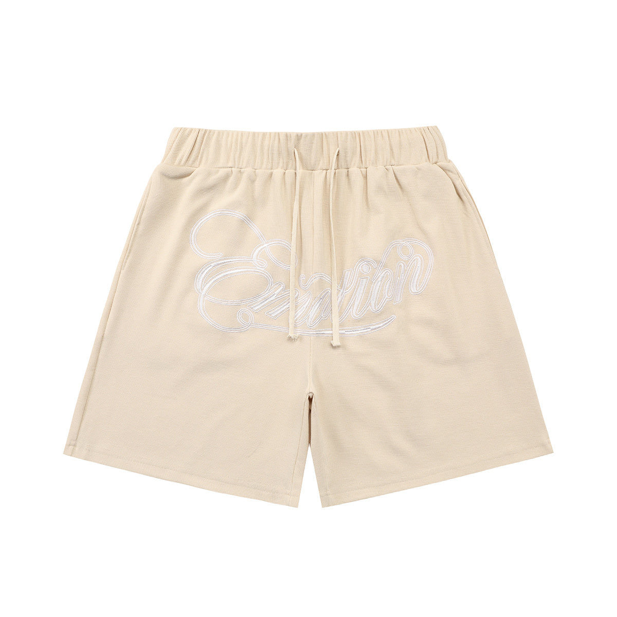 Mixed Emotion Cursive Logo French Terry Sweat Shorts Y2K Streetwear Loose Casual Shorts For Men Unisex 3 Colors