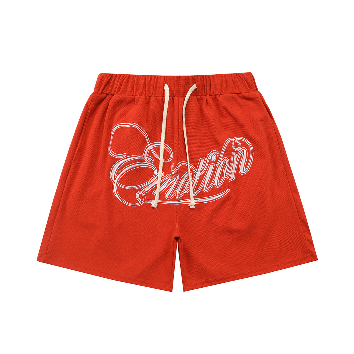 Mixed Emotion Cursive Logo French Terry Sweat Shorts Y2K Streetwear Loose Casual Shorts For Men Unisex 3 Colors