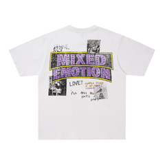 Mixed Emotion Retro Collage Print Oversized Tee
