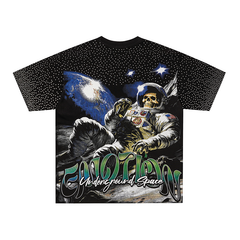 Mixed Emotions Skull Astronaut Space Rhinestone Tee