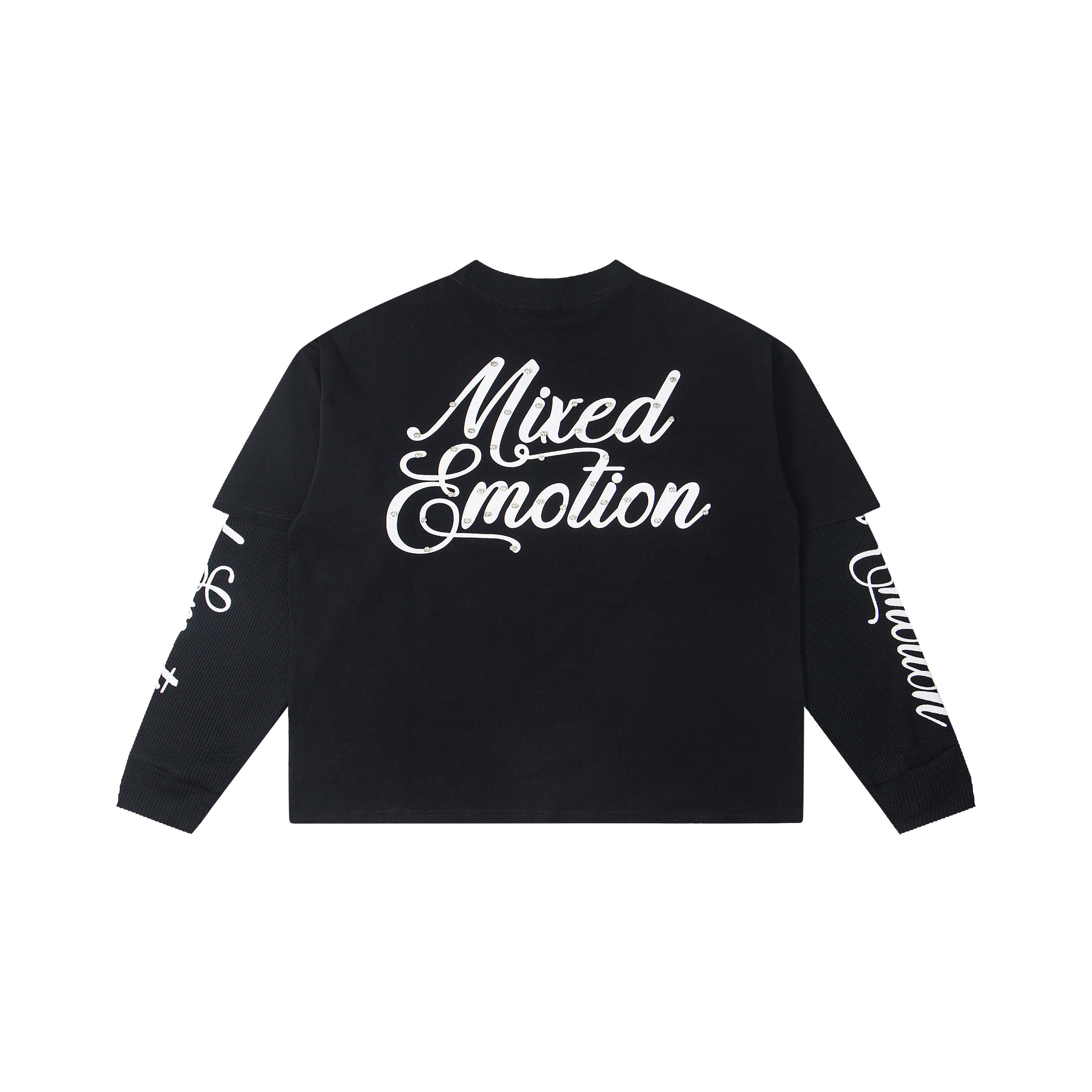 Mixed‑Emotion Studded Cupid Angel Layered‑Look Long‑Sleeve Top