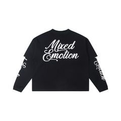 Mixed‑Emotion Studded Cupid Angel Layered‑Look Long‑Sleeve Top