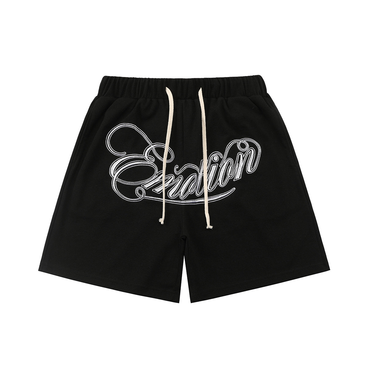 Mixed Emotion Cursive Logo French Terry Sweat Shorts Y2K Streetwear Loose Casual Shorts For Men Unisex 3 Colors