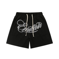 Mixed Emotion Cursive Logo French Terry Sweat Shorts Y2K Streetwear Loose Casual Shorts For Men Unisex 3 Colors