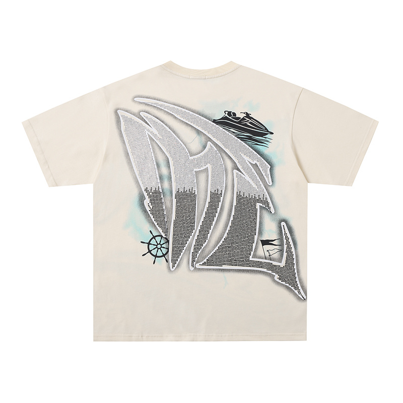Mixed Emotion Water‑Sport Angel Rhinestone Graphic Oversized Tee