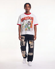 Mixed Emotions Newspaper Carpenter Pants Black
