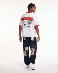 Mixed Emotions Newspaper Carpenter Pants Black