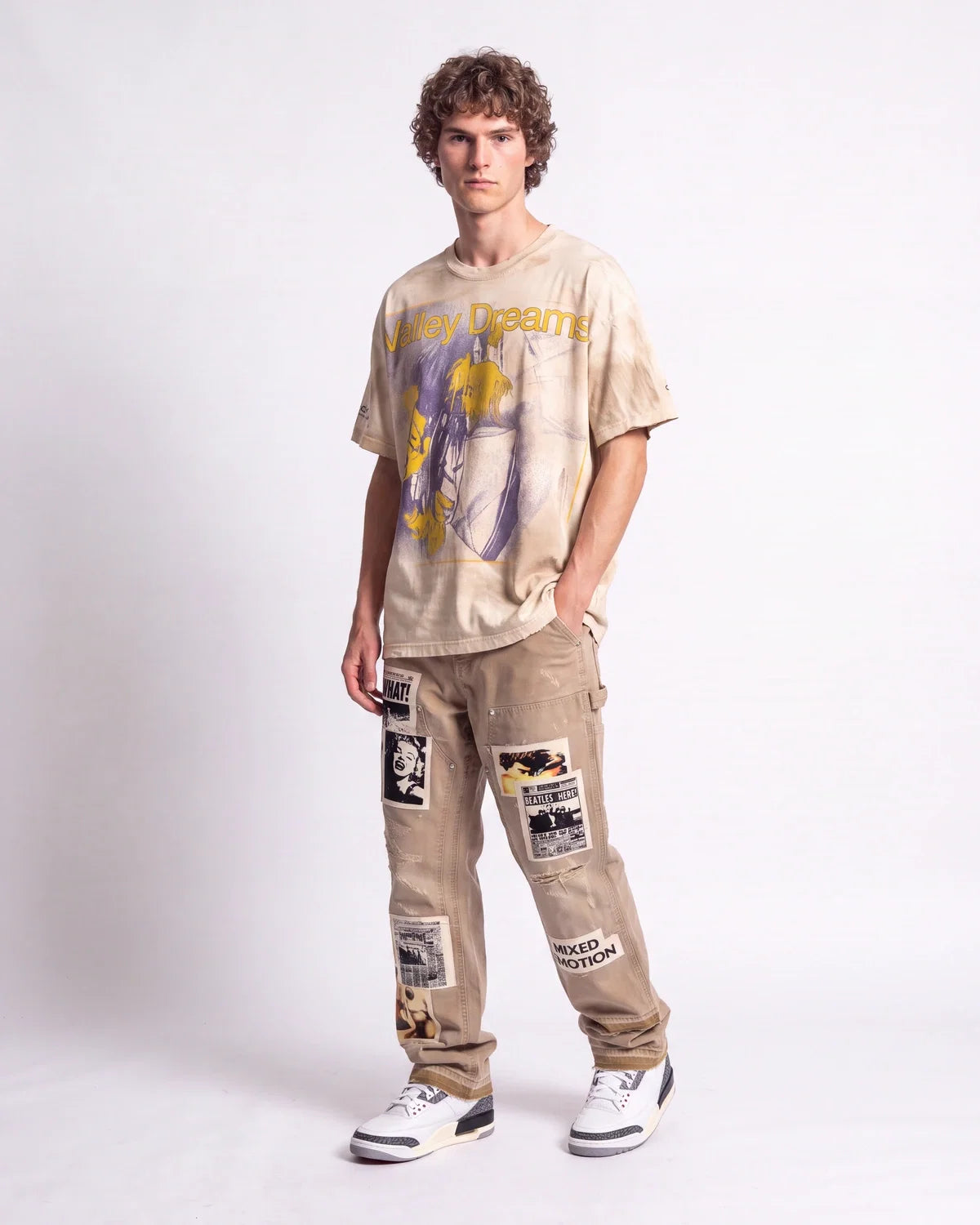 Mixed Emotions Newspaper Carpenter Pants Khaki