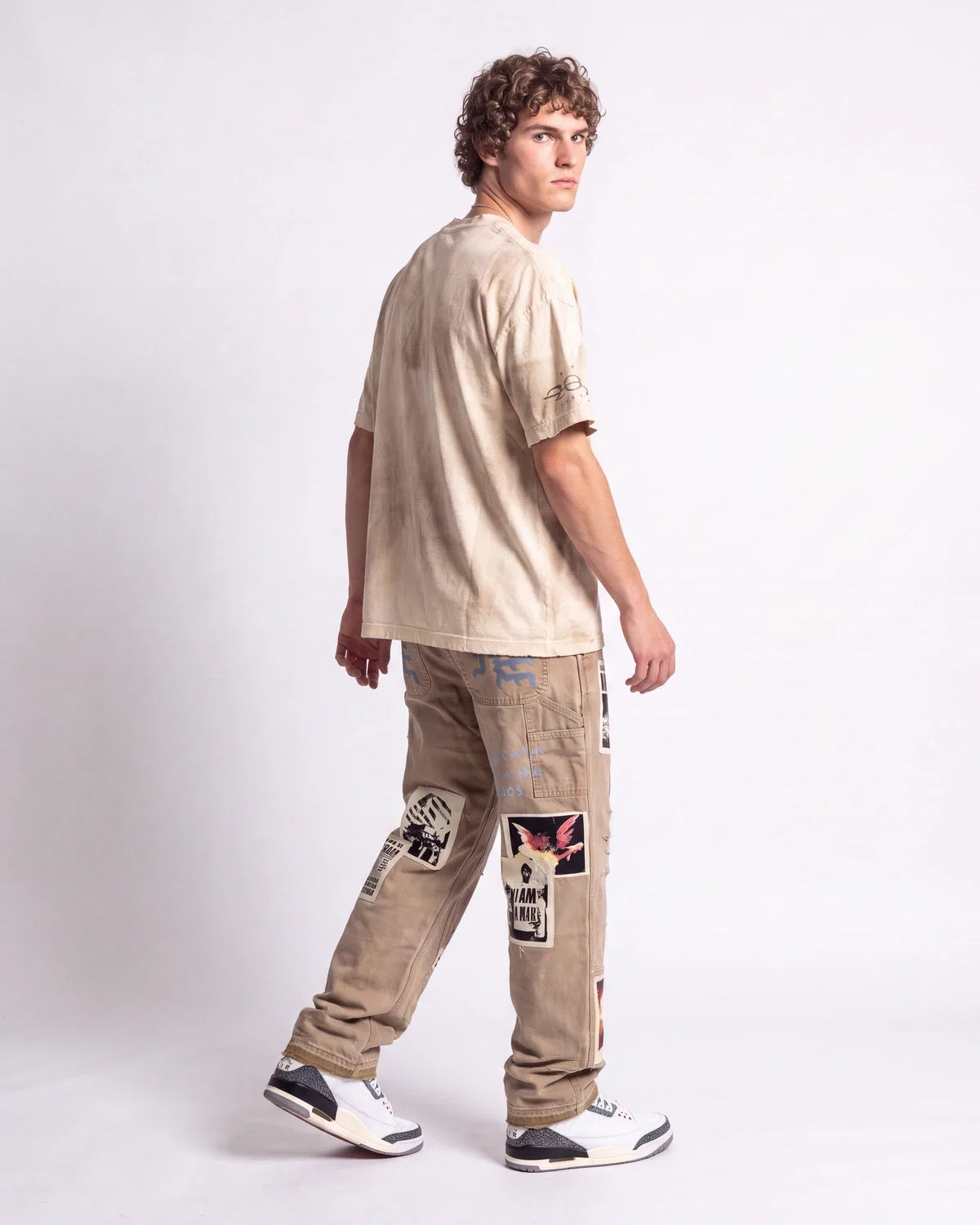Mixed Emotions Newspaper Carpenter Pants Khaki