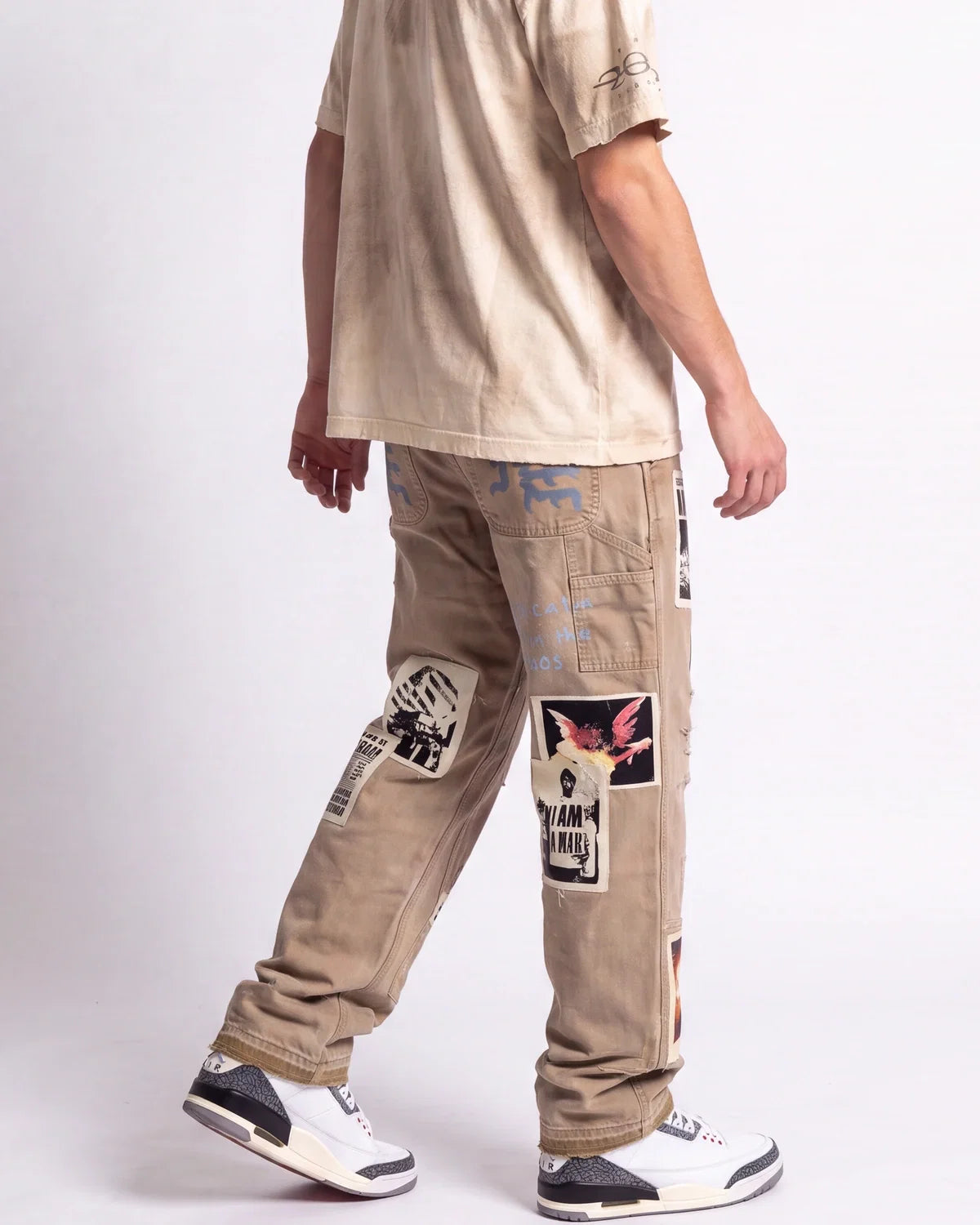 Mixed Emotions Newspaper Carpenter Pants Khaki