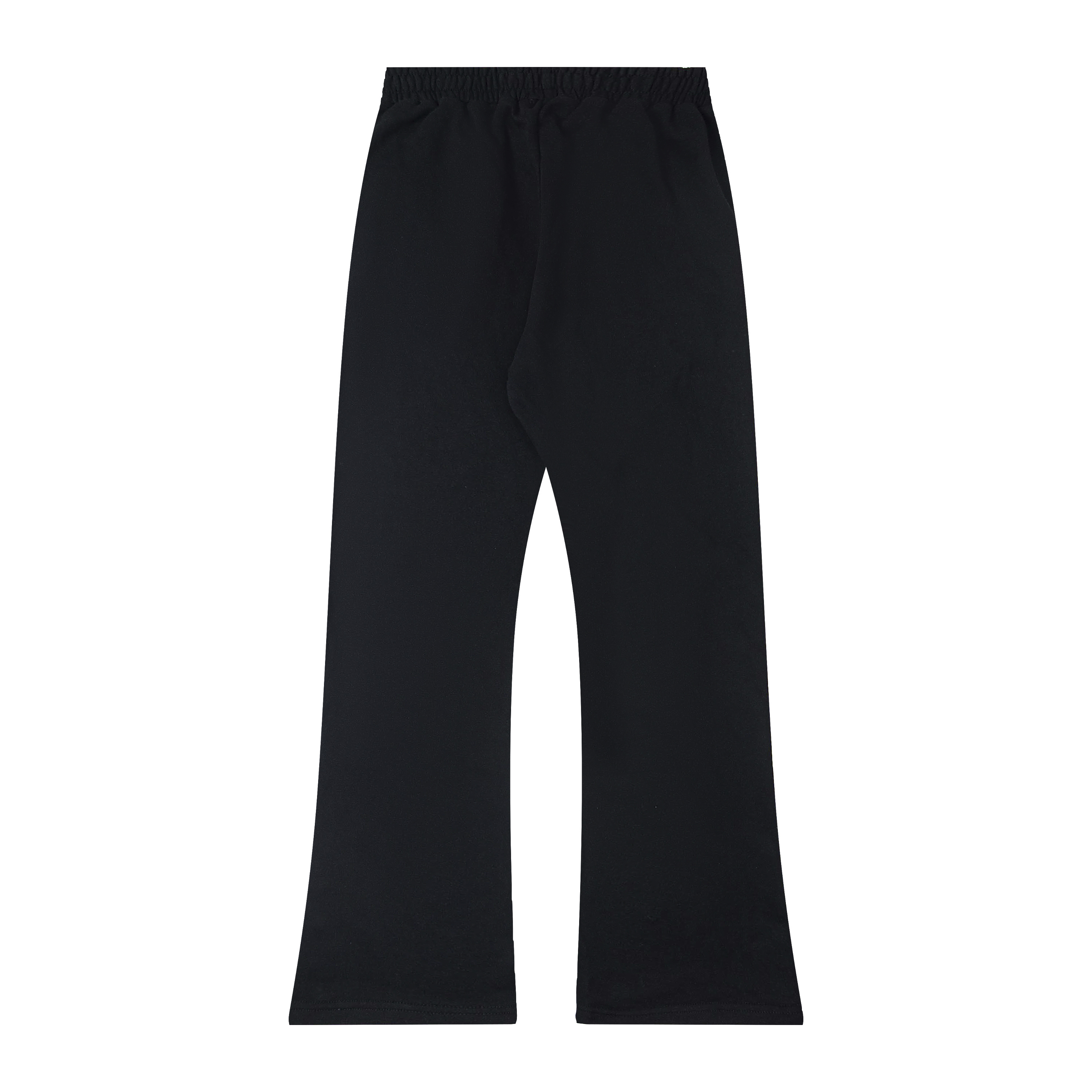 Mixed‑Emotion Rivet‑Trim Gothic Logo Flare Sweatpants