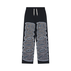 Mixed Emotion NightOath Rhinestone Gothic Letter Print Baggy Sweatpants Unisex Y2K Streetwear Wide‑Leg Trousers