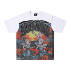Mixed Emotion Rock Angel Rhinestone Graphic Oversized Tee