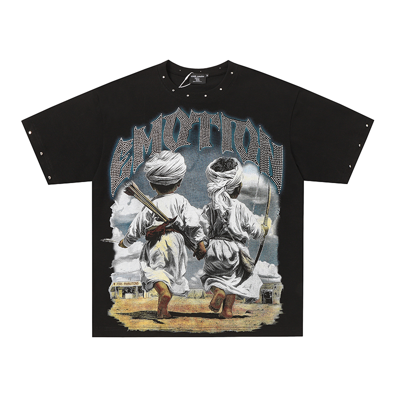 Mixed Emotions Twin Archer Cherub Rivet Rhinestone Tee