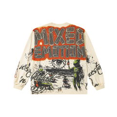 Mixed Emotion Double‑Sided Alien Beach Party Print Long‑Sleeve Top