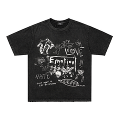Mixed Emotions Hand‑Drawn Graffiti Cherub Washed Tee