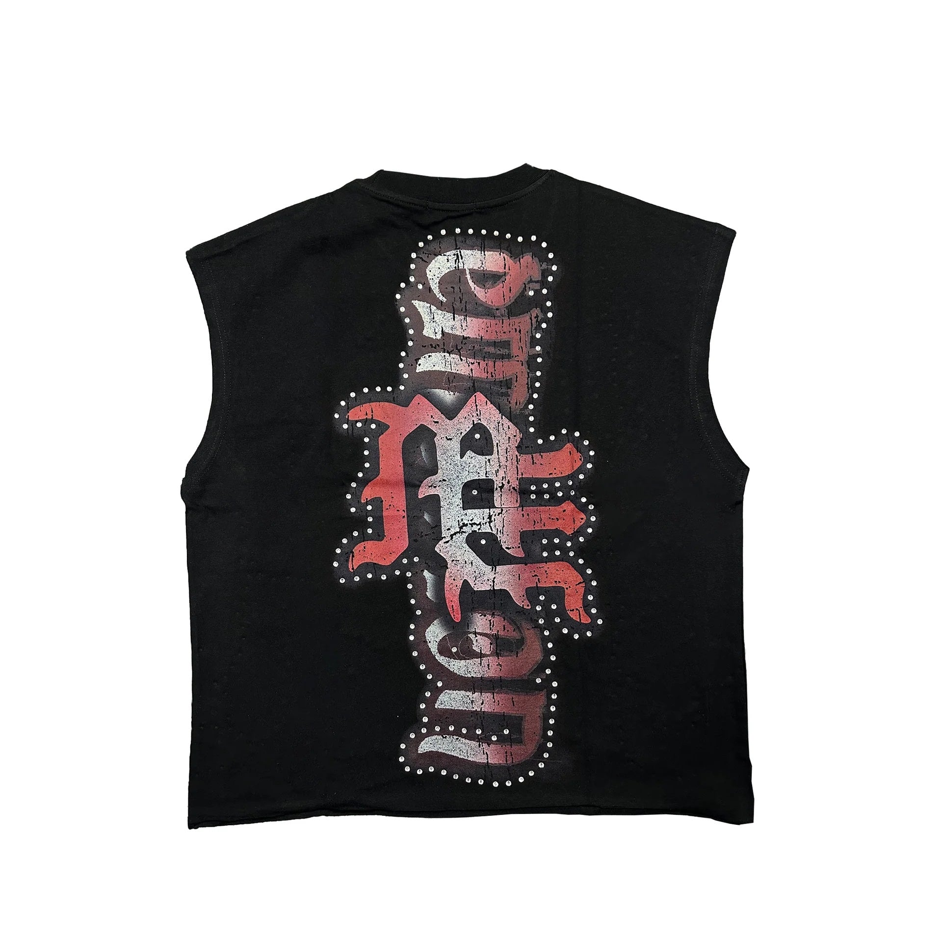 Mixed Emotion Cherub Angel Studded Sleeveless T-Shirt Black Gothic Metal Punk Streetwear