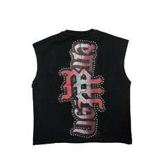 Mixed Emotion Cherub Angel Studded Sleeveless T-Shirt Black Gothic Metal Punk Streetwear