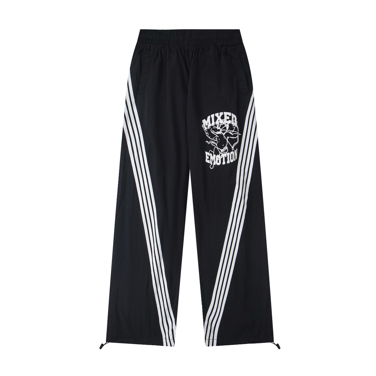 Mixed‑Emotion Side‑Stripe Graphic Wind Pants