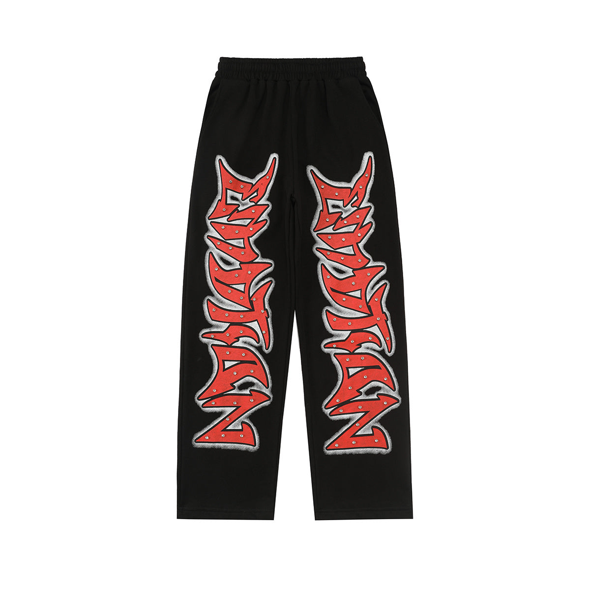 Mixed Emotion Multi‑Color Rhinestone Gothic Letter Wide‑Leg Sweatpants Y2K Streetwear Baggy Jogger Pants
