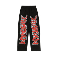 Mixed Emotion Multi‑Color Rhinestone Gothic Letter Wide‑Leg Sweatpants Y2K Streetwear Baggy Jogger Pants