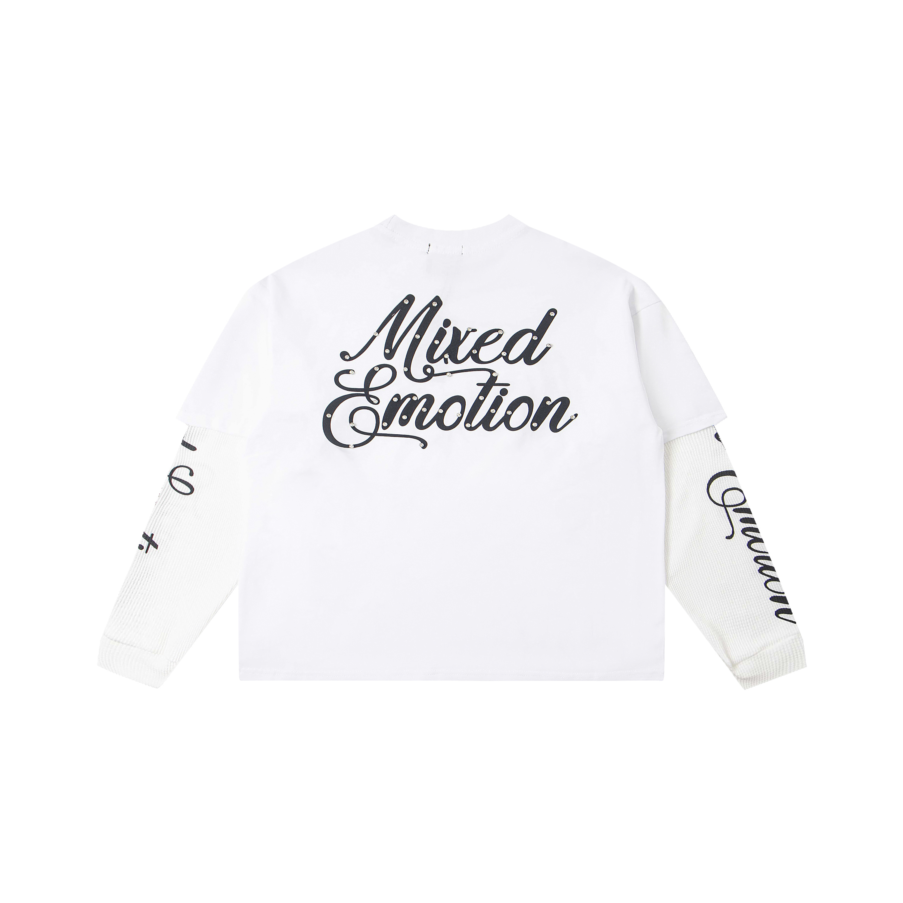 Mixed‑Emotion Studded Cupid Angel Layered‑Look Long‑Sleeve Top