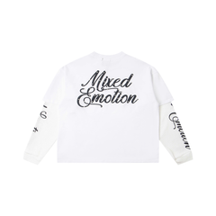 Mixed‑Emotion Studded Cupid Angel Layered‑Look Long‑Sleeve Top