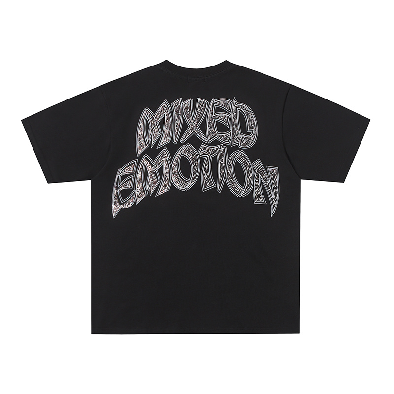 Mixed Emotion Winged Archer Angel Rhinestone‑Print Oversized Tee
