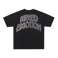 Mixed Emotion Winged Archer Angel Rhinestone‑Print Oversized Tee