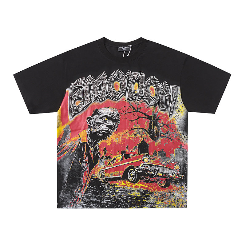 Mixed Emotions Graveyard Zombie Rhinestone Graphic Tee