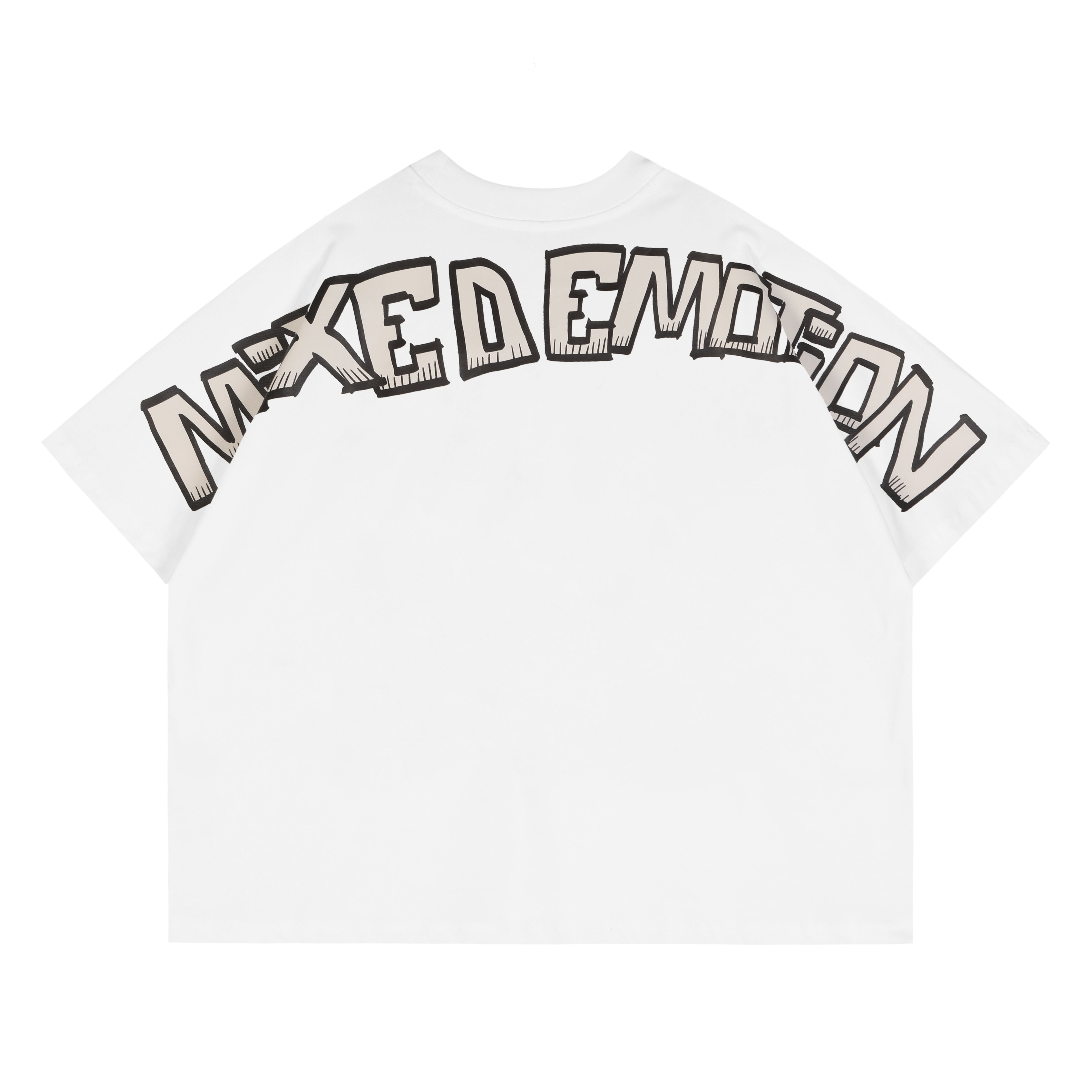 Mixed Emotion Skull Crossbones Tooth Emotion T-Shirt White Cartoon Punk Streetwear