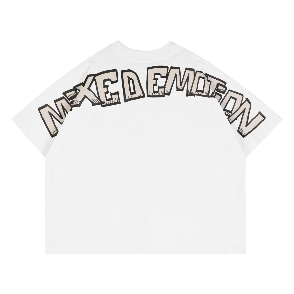 Mixed Emotion Skull Crossbones Tooth Emotion T-Shirt White Cartoon Punk Streetwear