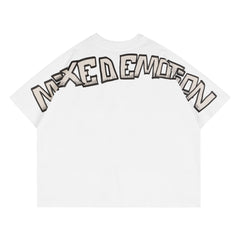 Mixed Emotion Skull Crossbones Tooth Emotion T-Shirt White Cartoon Punk Streetwear