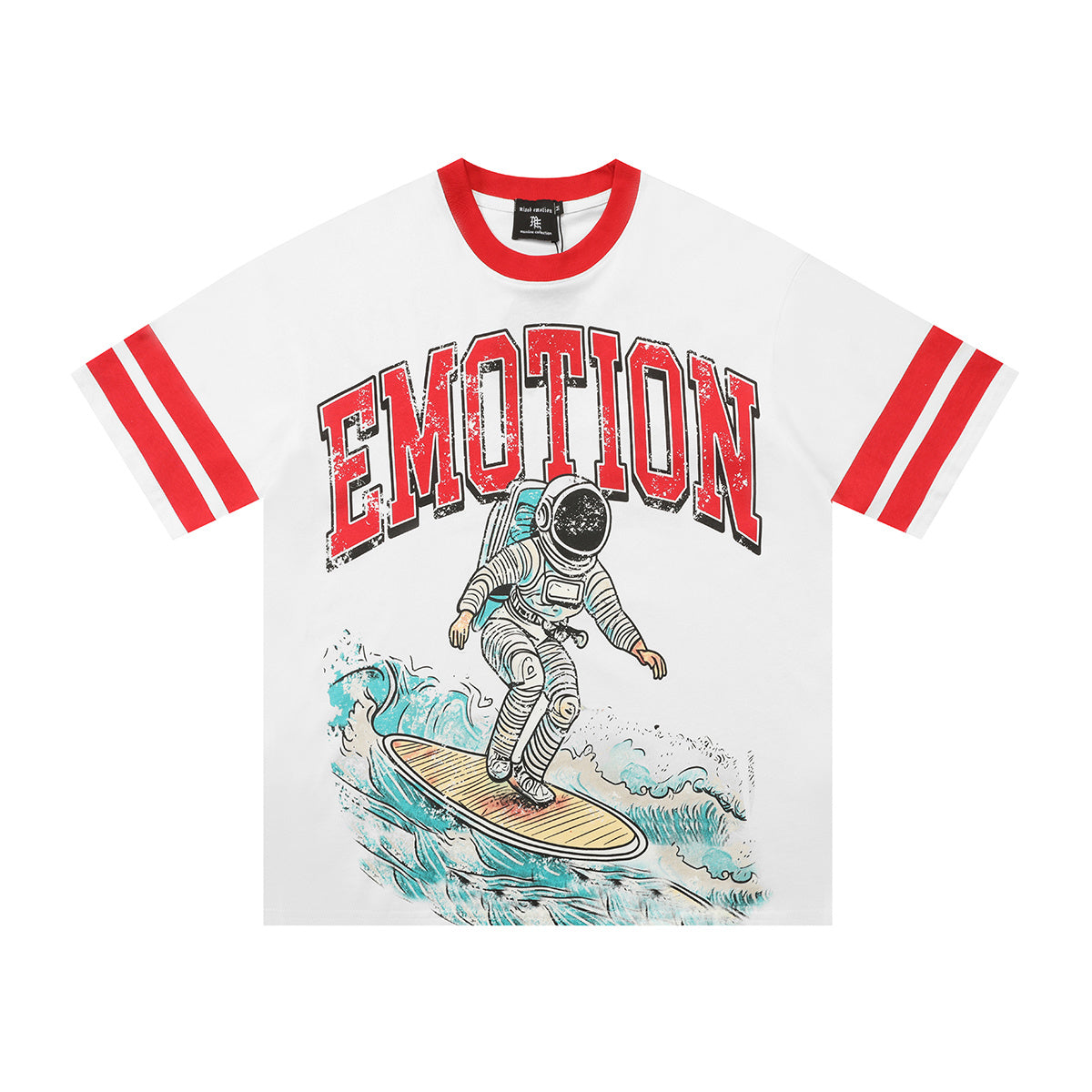 Emotional Closet Astronaut Surfer Ringer T-Shirt White Red Vintage Athletic Streetwear